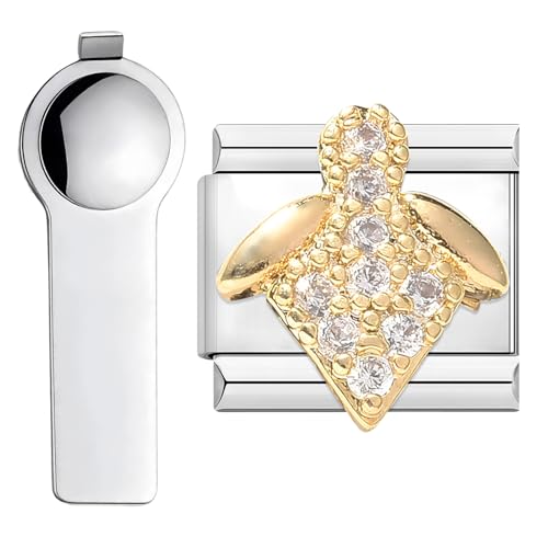 Image of VLYX Bracelet Charms Gold Link Personalized Set with Tool, Compatible with 9mm Italian Style