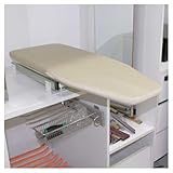 GLISSIÈRE FACILE À TIRER : Le rail silencieux offre un faible frottement, une poussée et une traction fluides et silencieuses. La tige de support allongée supporte le poids de la planche à repasser et sa capacité de charge élevée assure sa stabilité.