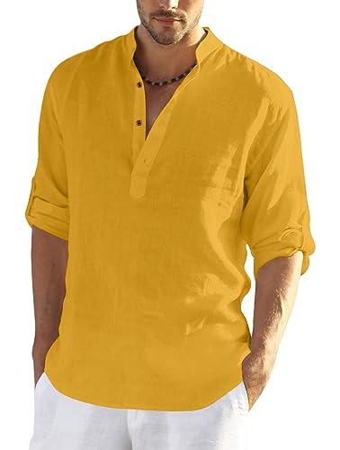 Image of FINIVO FASHION Men's Cotton Blend Solid Full Sleeve Combo Short Kurta Shirt, Regular Fit Solid Pattern Mandarin Collar Straight Kurta Shirt