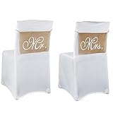 El paquete incluye: 1 par de banners para silla (Mr Mrs).