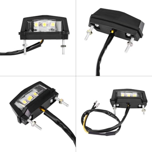 VISSQH 2 Stück 12 V LED Kennzeichenbeleuchtung,12V weißes Licht Rücklicht,mit 3 Superhellen LEDs (Schwarz)
