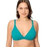 YSABEL MORA. Top Bikini Reductor Copa D. Diseño Clásico con Aro Sin Relleno. Tejido Crinkle con Efecto Arrugado. Reducción Natural del Volumen del Pecho .Colección Seasalt.