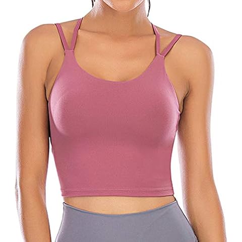 ZAIQUN Women Padded Sports Bra Wirefree for Fitness Workout Running Shirts Yoga Tank Top Rose Purple Cover