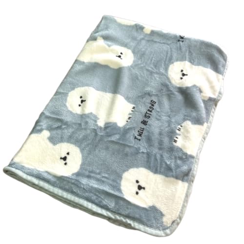 (ADOSSY) 軽量 ひざ掛け 柔らか ブランケット あったか フリース かわいい 防寒 動物 ねこ いぬ (いぬB ブルー)