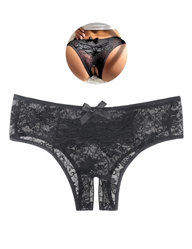 [ohyeah] オーイェー レディース穴空き 下着 大きいサイズパンティ セクシーTバック 股割れショーツ レース 着心地良い 過激 柔らかい オープンショーツ - 画像1