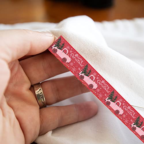 Veemoon Fita de caminhão de Natal vermelha fita de linho de Natal fita decorativa para presente de N