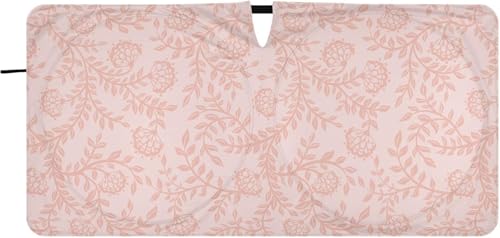 車用サンシェード フロント 折り畳み式 おしゃれ 軽自動車 カーシェード ピンク 可愛い かわいい 復古花柄 日除け 遮光 断熱 車用パラソル 汎用 日差しカット 収納袋付