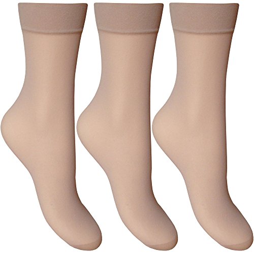 Image of Ladies Silky Soft, Sheer & Durable Smooth Knit Everyday Anklets (Nude)