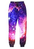 Uideazone juniors Fashion 3D Printed Star Galaxy Sports Joggers Pants Sweatpants Medium purple 1 Medium
