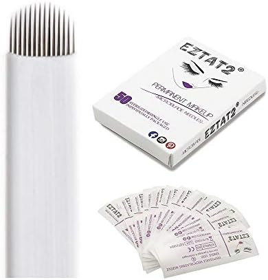 50Pcs Permanent Makeup Manual Eyebrow Tattoo Needle Embroidery Arc Blade 16 18 21 Curved Needles