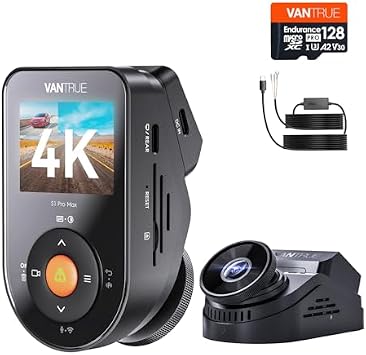 VANTRUE S1 Pro MAX Front 4K Dash Cam & 128GB Genuine mciro SD Card & VP03 Direct Connection Power Cable