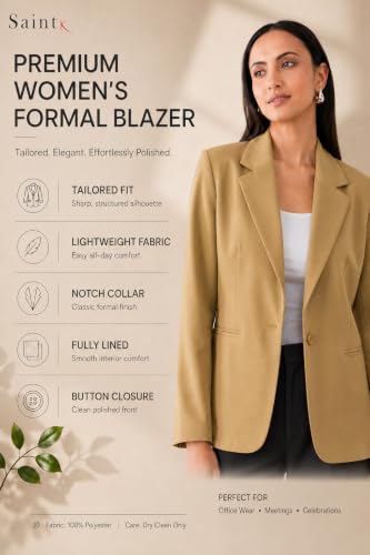 Image of SaintX Women's Premium Formal Blazer | Fully Lined | Regular Fit | 4-Way Stretchable Ultra-Light Fabric | Fashion-Forward | Office /Meetings (WB01)