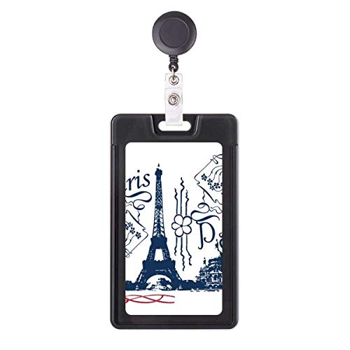 Badge Tour Eiffel Paris avec enrouleur rétractable et porte-carte de sécurité