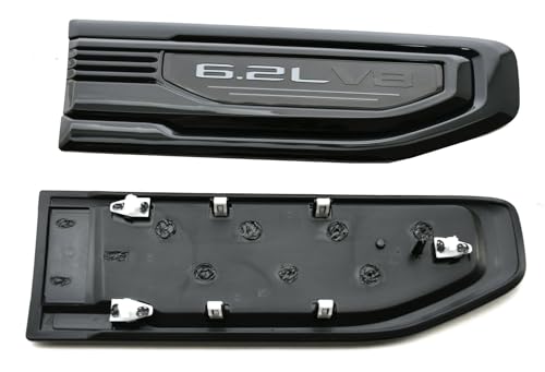 Image of Pair New 6.2L V8 Vent Emblems Kit 3D Driver Passenger Side Badge Compatible with 2019-2026 GMC Sierra GM 85160715 86532094 (6.2L V8-Black Grey)