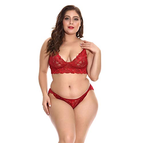 YUXO Mujer Media Copa Sexy Sujetador De Encaje con Tanga Lencería Talla...