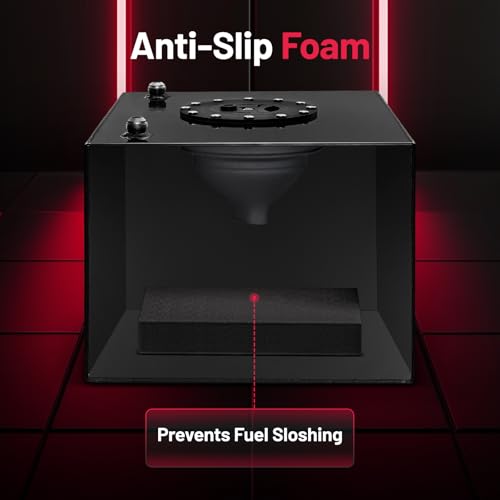 BDFHYK 1 Gallon Fuel Cell Gas Tank Aluminum Polished Black with Level Sender 7\" (L) x 6.75\" (W) x 8\" (H) Racing Street Drift Strip Fuel Tank Fuel Cap - Thumbnail 3