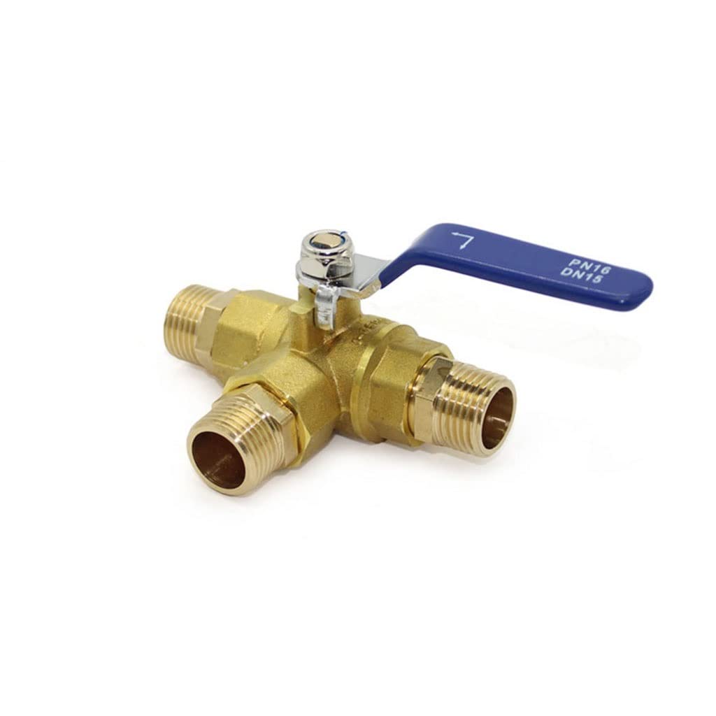 valvola a sfera, Connettore for valvole a sfera in ottone a tre vie a passaggio completo da 1/4" 3/8" 1/2" 3/4" 1" BSP maschio.(44993,L type)
