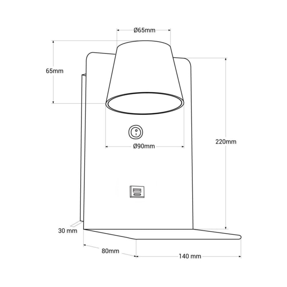 B·LED BARCELONA LED Liseuse murale BASKOP - port USB + USB-C - 6W