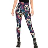GVYGVY High Waisted Leggings for Women Tummy Control - Abstract Pink Eyeballs Print Athletic Workout Gym Yoga Pants