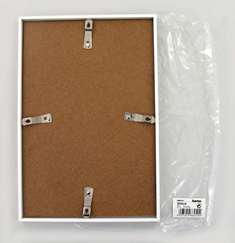 Hama Bilderrahmen Sevilla, 28 x 35 cm mit Passepartout 18 x 24 cm, hochwertiges Glas, Kunststoff Rahmen, zum Aufh&auml;ngen, wei&szlig;