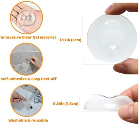SUCCESS Door Stopper(6pcs, 5cm), Clear Rubber Door Stops Wall Protector, Self Adhesive Door Handle Knob Wall Shield Bumper Guard for Wall Fridge Cabinets Headboard(Round)