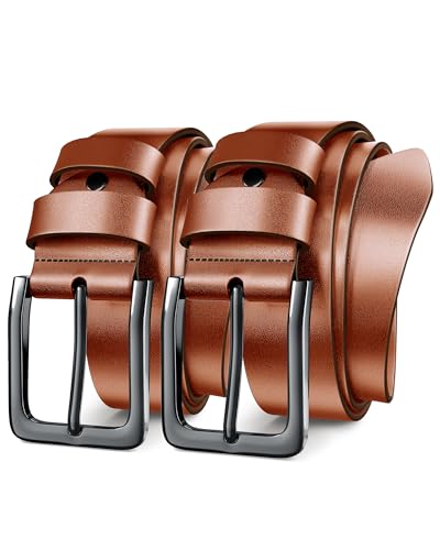 Image of Mens Dress Belt,Genuine Casual Leather Belts for Men 1.5 inch Width