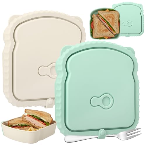 Acellegic 2 Pcs 20 oz Silicone Sandwich Containers Reusable Leakproof