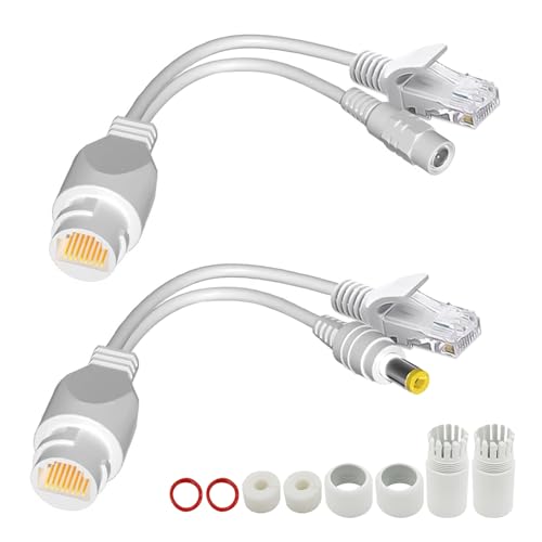 Splitter POE Passivo, Kit iniettore PoE 12V Iniettore Ethernet Adattatore Cavo di Alimentazione e Dati per Telecamere di Sicurezza IP Router Access Point Wireless Dispositivi Ethernet Rete