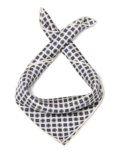 Preisvergleich Produktbild MayTree Seidentuch, handrolliertes Herrenseidentuch aus Twill-Seide, 53x53 dezente Muster weiß