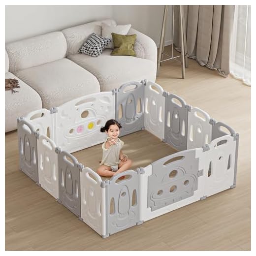 Foldable Baby playpen Baby Folding Play Pen Kids Activity Centre Safety Play Yard Home Indoor Outdoor New Pen (Gery)