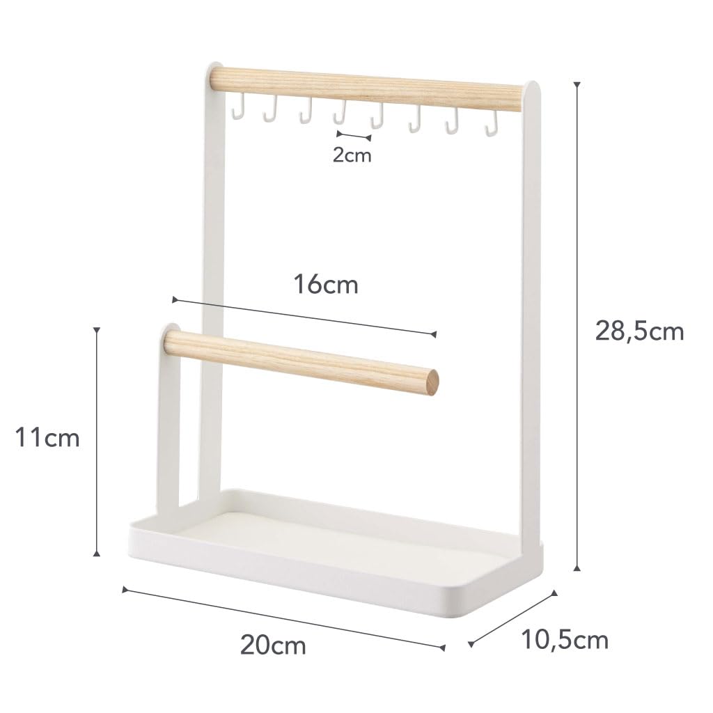 YAMAZAKI 2311 TOSCA Accessory Stand, white, Steel/Wood, 20 x 10.5 x 28.5 cm