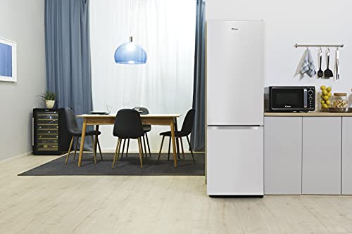 Candy-CMCL-5172WN-Frigorifico-Combi-55CM-262L-Static-Low-Frost-Cajon-Verdulero-Control-Temperatura-Interno-LED-Puertas-Reversibles-Altura-Ajustable-Ruedas-39DB-Clase-F-Blanco