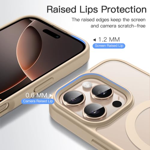 Image of JETech Magnetic Cover Case for iPhone 16 Pro Max 6.9-Inch Compatible with MagSafe, Translucent Matte Back Slim Shockproof Phone Cover (Desert Titanium)