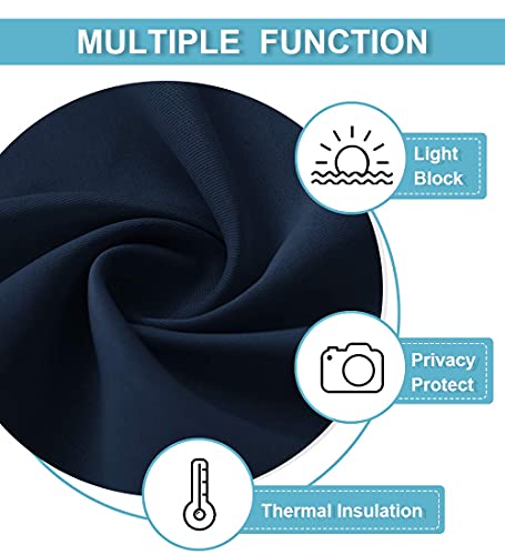 RYB HOME Sightlight French Door Curtains, Privacy Window Curtains Thermal Insulate Covering for Patio/Glass/Front Door, 12 inch x 69 inches, Navy, 1 Panel
