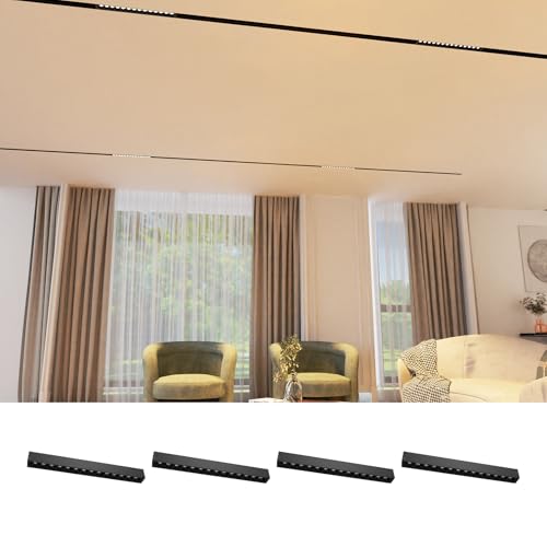 SCON 15W Adjustable CCT Linear LED Spotlight Lamp Head, 24V Magnetic Track Head, 3 CCT for Recessed/Ceiling Track Lighting Systems, Track Lighting Fixture for Kitchen Living Room Office, 4 Pack
