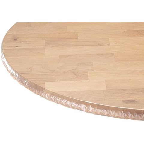Yourtablecloth Heavy Duty Clear Vinyl Round Fitted Tablecloth (Table Cover) Elasticized Tablecloth Great for Protecting Your fine Tables and Table Linen 36" Cover