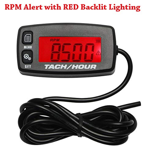 Searon Tach Hour Meter Tachometer - Inductive Tachometer for Outboard Engine Chain Saws Tractors Lawnmowers Motorcycles Marine Engines RC Toys PWC ATV
