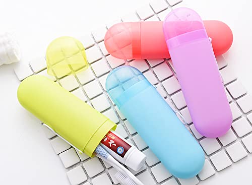 Prostuff.in Plastic Store Portable Toothbrush, Tongue Cleaner Holder Case Traveling, Outdoor, Use To Storage & Carry Case Storage Box Cover Organizer (Pack of 2), Multi-coloured 2