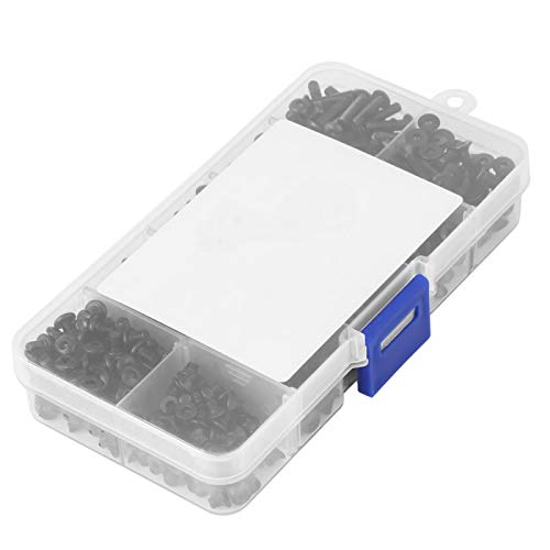 M3/M4/M6/M8/M10/M12 Black Alloy Steel Screws Flat/Button Head Hex Socket Head Cap Bolts Screws with Plastic Box (720 PCS) - Image 2