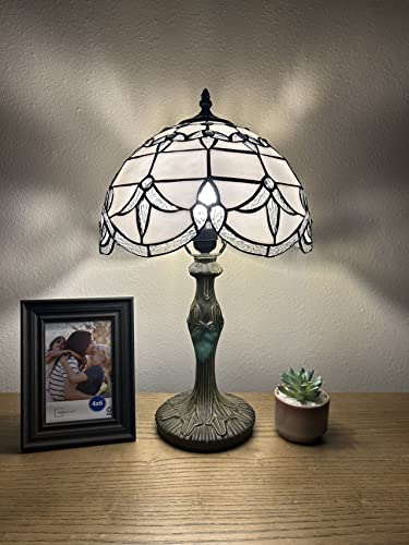Enjoy Decor Lamps Tiffany Style Table Lamp Stained Glass White Baroque Style Lavender Bedroom Living Room Hotel Office Vintage H19*W12 In #TOP3