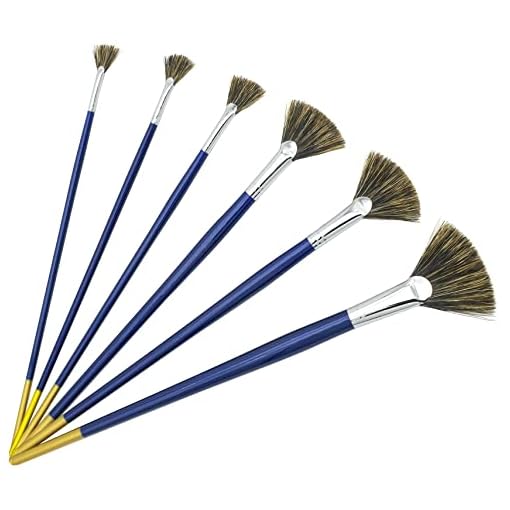 Pinceles Abanico Cerdas de Jabalí para Pintura Oleo/Acrilica/Acuarela  Profesional, LEA-SHALL Pincel Ventilador Acrilico con Mango Largo de Madera 