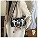 Women's Fashion Y2k Tote Bag Punk Cross Patterned Shoulder Bags for Women Versatile PU Bag Chain Bag (black)