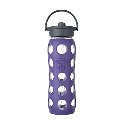 Lf Glss Bttl-Straw Cap Pu Size Ea Lf Glass Bottle-Straw Cap Purple 22z