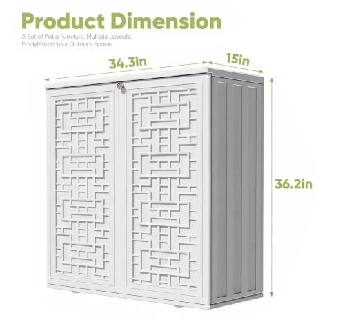 Image of KINYING Outdoor Storage Cabinet,62 Gallon Resin Storage Box,White