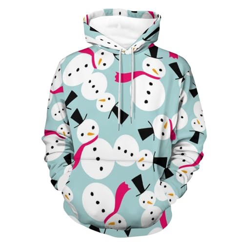 Hoodie bonhomme de neige pull sweat à capuche blanc manches longues vêtement unisexe UMENG taille S
