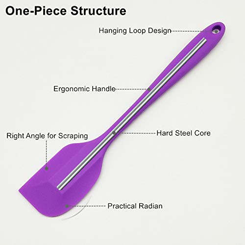 Jianyi Silicone Spatula, One Piece Design Flexible Scraper, Nonstick Small Rubber Kitchen Utensils For Cooking, Baking And Mixing - Purple #TOP2