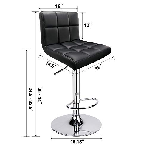 Leopard Bar Stools, Modern Pu Leather Adjustable Swivel Bar Stool With Back, Set Of 2 (Black) #TOP1