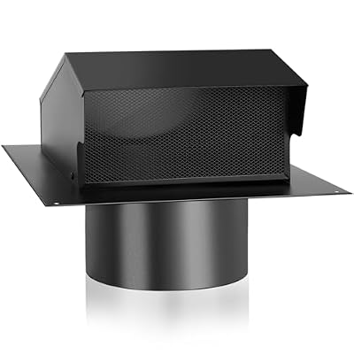 4 Inch Roof Vent Cap with Wind Damper and Mesh to Provide Flow of Fresh Air and Keep Critters Out,4 Inch Roof Exhaust Vent, Black