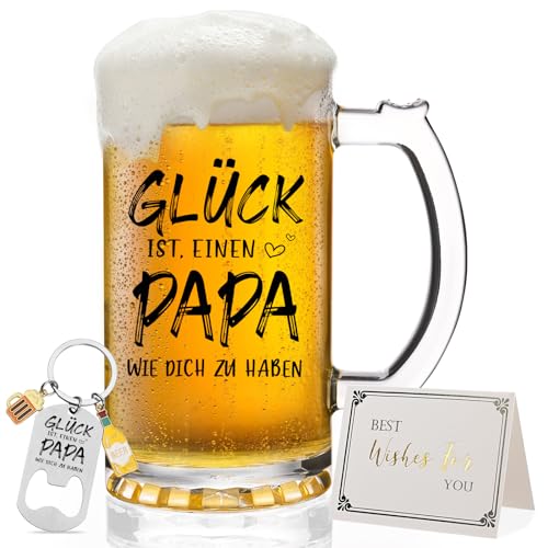Joymaking Bierkrug mit Gravur, Personalisiertes Geschenk für Papa, Bierglas für Vatertag, Geburtstag, Weihnachten - 0,5L