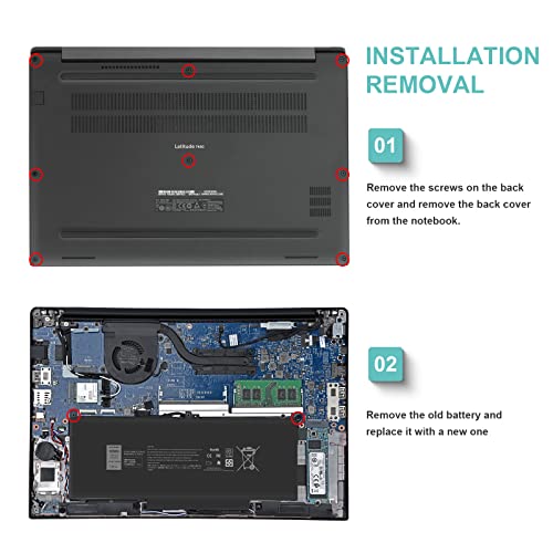 Image of F3YGT 60Wh Laptop Battery for Dell Latitude 12 7000 7280 7290 /13 7000 7380 7390 P29S002 /14 7000 7480 7490 P28S P28S001 P73G P73G002 Series DM3WC 0DM3WC DM6WC 2X39G KG7VF V4940 451-BBYE 453-BBCF